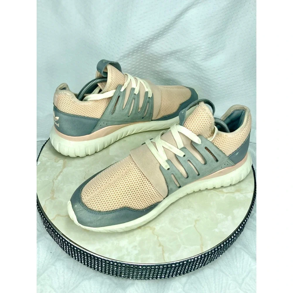 Adidas Tubular Radial Running Shoes Men Sz 11 Pink Grey Low Top Sporty Sneakers